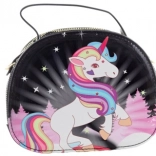 sac à main pour enfant brillant avec licorne à fermeture éclair, noir
