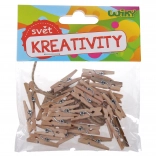 Pinces à linge en bois colorées 3,5 cm avec ficelle, 15 pcs