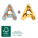 Lettre en bois A - Décoration avec un petit singe