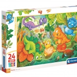 Clementoni puzzle oasis des dinosaures heureuse, maxi 24 pièces
