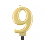Bougie d’anniversaire dorée chiffre 9