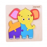 Puzzle en bois éléphant – encastrement coloré éducatif pour enfants