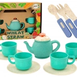 Set de vaisselle avec tasses, assiettes, couverts et théière 22 pièces