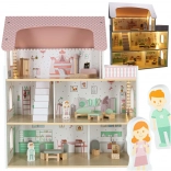 Maison de poupées en bois avec éclairage LED lulilo peonio 70 cm, rose