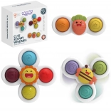 WOOPIE spinners sensoriels pour enfants 3-en-1 avec ventouses – soleil, abeille et carotte