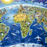 Puzzle Educa carte avec monuments mondiaux 2000 pièces