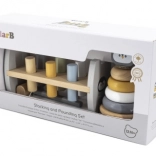 VIGA PolarB Pyramide en bois et maillet avec le motif de pingouin Montessori