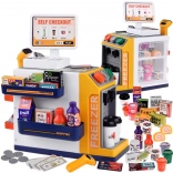 Magasin libre-service pour enfants avec machine à café et réfrigérateur – scanner, caisse et accessoires