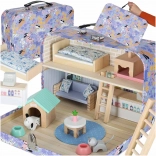 Maison en bois portable dans une valisette – hôtel pour animaux avec mobilier et figurines