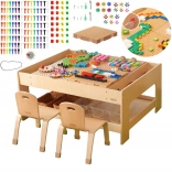 Masterkidz table éducatif en bois avec accessoires STEM et 563 briques