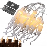Guirlande lumineuse LED Halloween squelettes 2 m, 10 pendentifs, blanc chaud