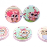 Miroir de poche double avec hiboux 7 cm
