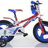 Vélo pour enfants Dino rouge-bleu-blanc 14 pouces