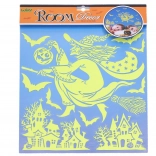 Autocollants muraux lumineux sorcière Halloween 38 × 31 cm