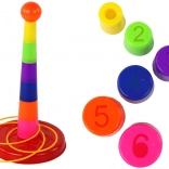 Jeu de lancer sur cible avec gobelets et anneaux