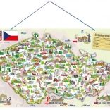 Woody carte magnétique de la République tchèque avec images et jeu de société 3 en 1