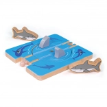 Bigjigs Rail tourbillon avec requins – extension en bois pour circuit de train