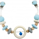 Hess suspension de poussette en bois naturel avec grelot bleu