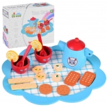 Service à thé en bois bleu pour enfants avec accessoires