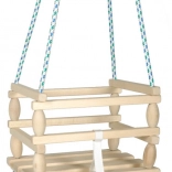 Balançoire pour enfants en bois avec barrière de sécurité