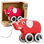 Éléphant tractable écologique rouge avec sifflet