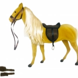 Cheval en peluche clair 35 cm avec selle et accessoires