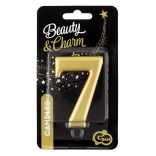 bougie chiffre 7 couleur or métallique GODAN Beauty & Charm 8 cm