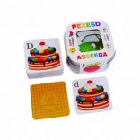 Mémo alphabet en boîte métallique