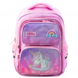 Sac à dos scolaire avec licorne et sangle de poitrine rose 20 L