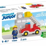 Camion de pompiers avec échelle pivotante – set avec figurine