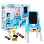 Grande ardoise double face pour enfants 3+ bleue avec surface magnétique et à craie