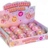 Balle anti-stress en silicone avec billes colorées 7 cm