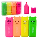 Set de mini surligneurs Ours dans étui en plastique, 5 pcs