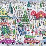 Puzzle Galison ferme avec sapins de Noël 1000 pièces