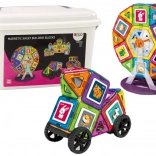 Jeu de construction magnétique dans une valise 118 pcs – roue à aubes et bâtiments