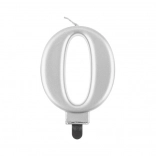 Bougie de gâteau argentée chiffre 0