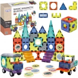 Woopie blocs de construction magnétiques 3D – château et véhicules, 71 pièces