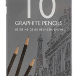 crayons graphite pour le dessin 6B–4H, set de 10 pcs dans un étui métallique