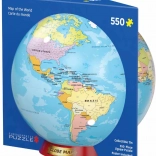 Puzzle Carte du monde 550 pièces dans une boîte en métal