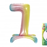 Ballon en feuille chiffre 7 arc-en-ciel 80 cm
