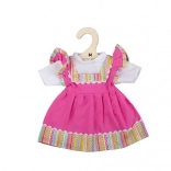 Robe rose avec bordure rayée pour poupée 34 cm