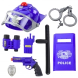 kit de police pour enfants – casque, pistolet, menottes et accessoires, 9 pièces
