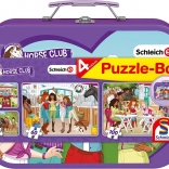 Puzzle SCHMIDT Schleich Horse Club 4-en-1 dans une valisette en métal