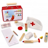 Mallette médicale en métal pour enfants avec instruments en bois