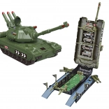 char-garage avec 4 voitures, effets lumineux et sonores, 44 cm