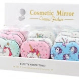 Miroir de poche en forme de cœur avec motif licorne