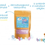 Cristaux de bain colorés avec probiotiques dans un sachet refermable