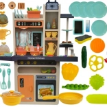 cuisine pour enfants avec accessoires et aliments, orange