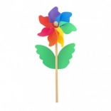 Moulin à vent de jardin coloré, en bois et en plastique, diamètre 15 cm, hauteur 38 cm