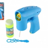 Pistolet à bulles bleu avec recharge, 13 cm